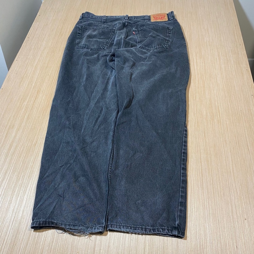 Levis 550 Relaxed Fit Black Faded Distressed Denim Jeans W38 L32 Mens Vintage - Picture 2 of 4